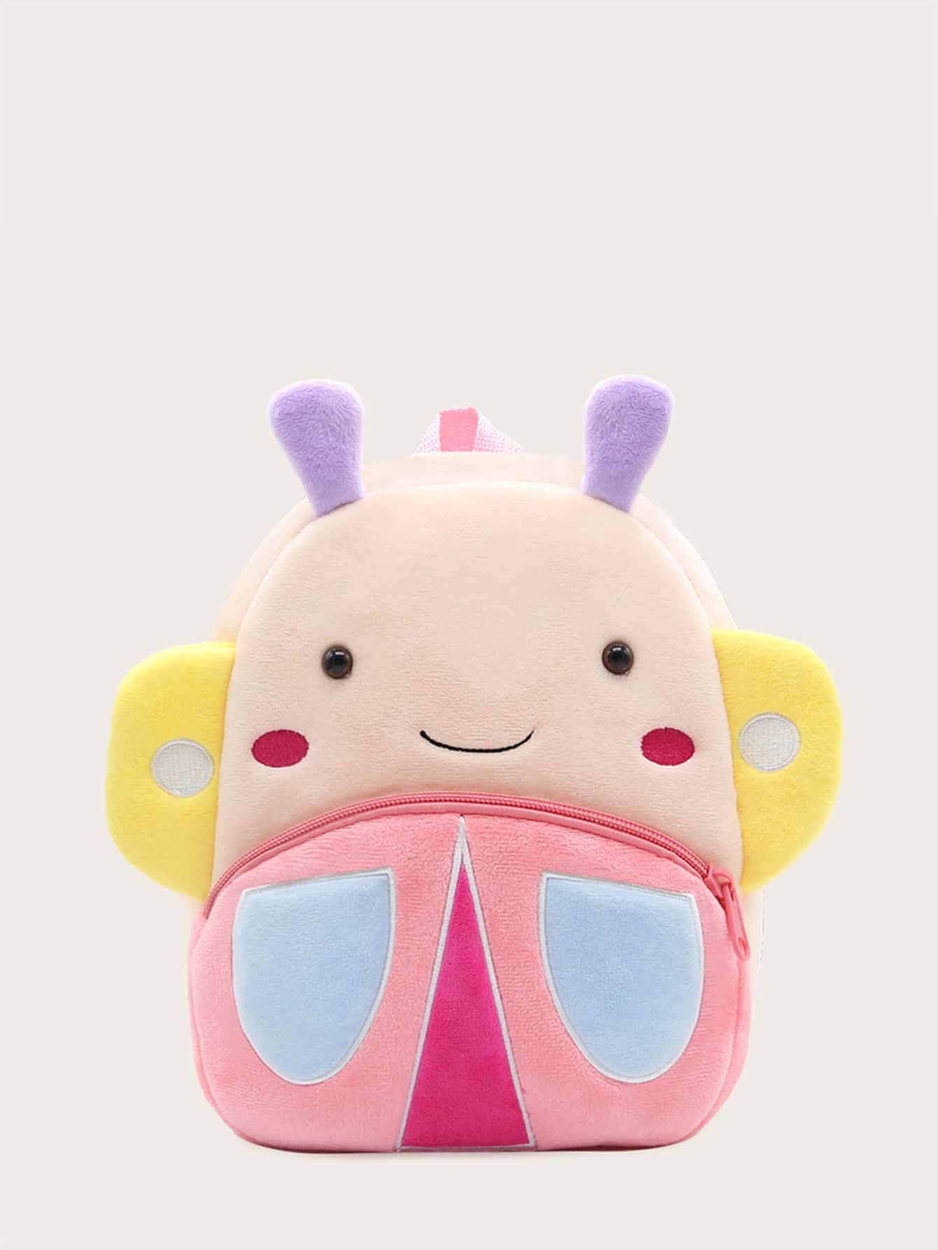 1pc Cartoon Animal Pattern Plush Backpack, Suitable For 2-4 Years Old Boys/Girls, Lion/Giraffe/Unicorn Design