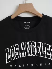 INAWLY Letter Graphic Crop Tee Graphic Tees Women Tops - Black - View 3