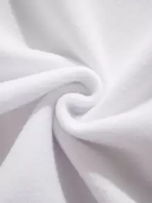 SHEIN EZwear Mushroom & Slogan Graphic Drawstring Thermal Lined Hoodie - White - View 6