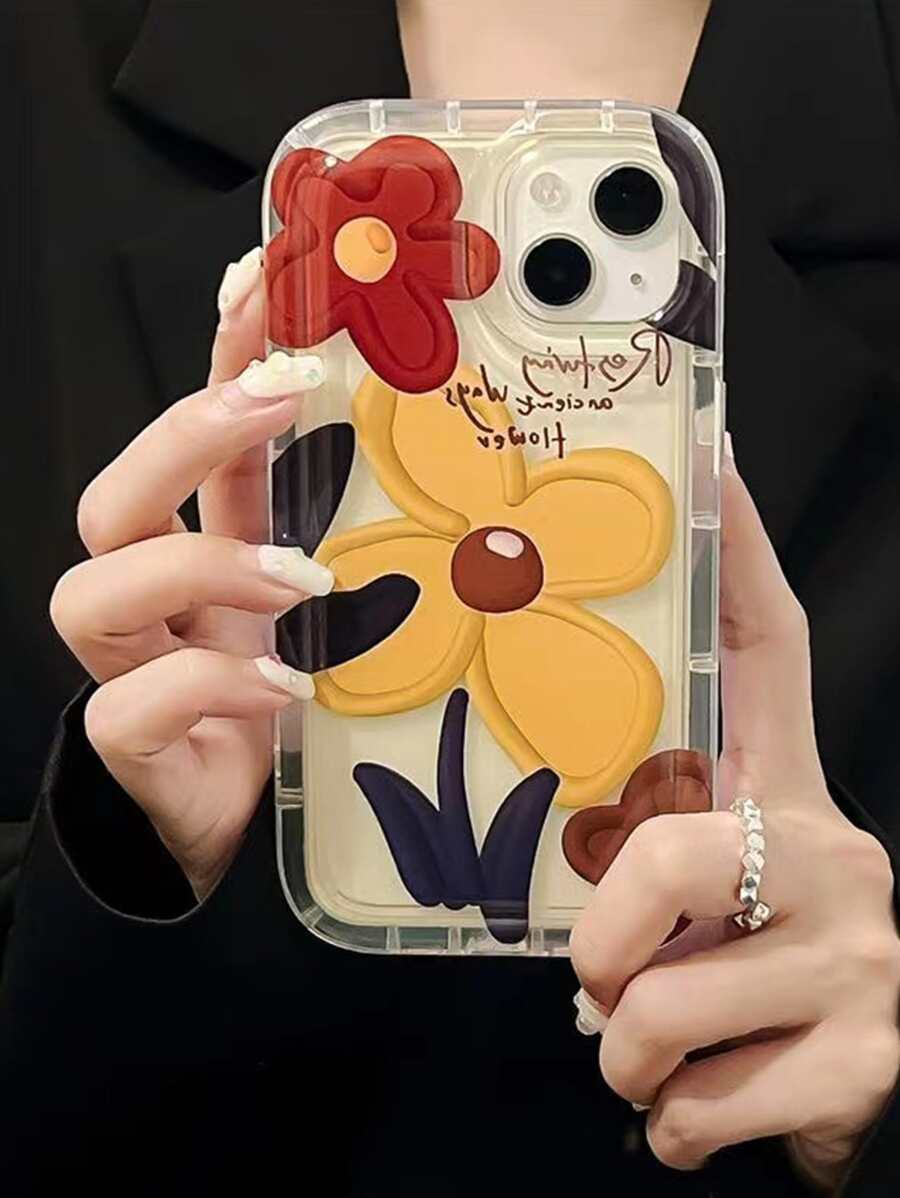 Floral Pattern Clear Phone Case Compatible With iPhone 15/15Pro/15Plus/15Promax - Multicolor - View 1