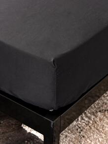 1peça Lençol com elástico de cor sólida à prova d'água, cobertor de microfibra para quarto, duplo/completo/queen/king - Preto - Ver 8