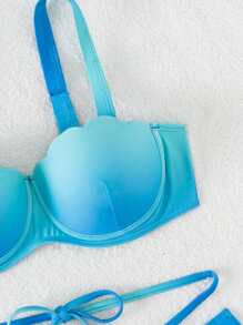 Ombre Push Up Bikini Set Summer Beach - Blue - View 4