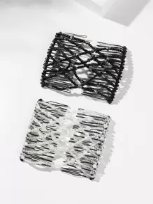 Street 2pcs Faux Pearl Decor Hair Comb,Hair Accessories Hair Bun Hair Pin Hair Bun Maker Bun Hair Piece Hair Styling Pins, School Stuff - Black and White - View 2