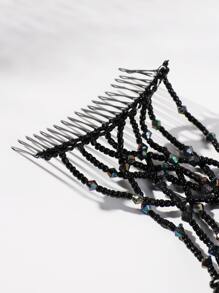 Street 2pcs Faux Pearl Decor Hair Comb,Hair Accessories Hair Bun Hair Pin Hair Bun Maker Bun Hair Piece Hair Styling Pins, School Stuff - Black and White - View 6