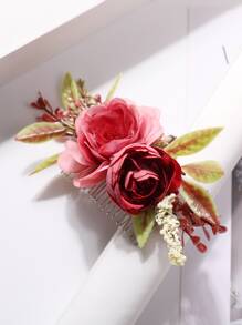 Flower Decor Hair Comb - Multicolor - View 2