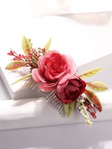 Flower Decor Hair Comb - Multicolor - View 4