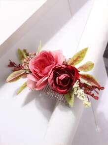 Flower Decor Hair Comb - Multicolor - View 6