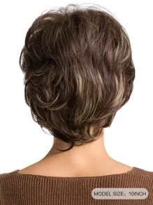 HAIRCUBE 10 Inch Brown Mixed Short Hair Synthetic Heat-Resistant Wig Sophisticated Beautiful Everyday Ladies Wigs Flash - Multicolor - View 3