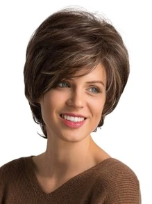 HAIRCUBE 10 Inch Brown Mixed Short Hair Synthetic Heat-Resistant Wig Sophisticated Beautiful Everyday Ladies Wigs Flash - Multicolor - View 5