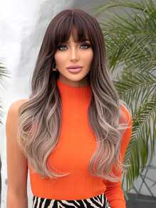 HAIRCUBE Long Curly  Women's Wigs,  Ombre Brown Blonde Wigs Synthetic Wigs Heat Resistant Fiber Wigs 22'' - Multicolor - View 2