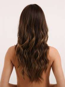 1pc Natural Long Curly Wig - Brown - View 2