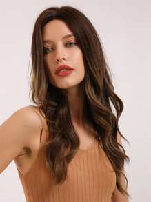 1pc Natural Long Curly Wig - Brown - View 3