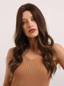 1pc Natural Long Curly Wig - Brown - View 4