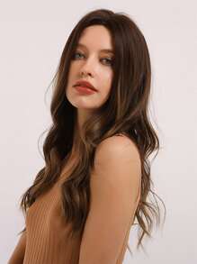 1pc Natural Long Curly Wig - Brown - View 5