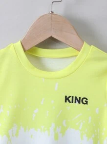 SHEIN Toddler Boys Letter Graphic Colourblock Tee - Multicolor - View 4