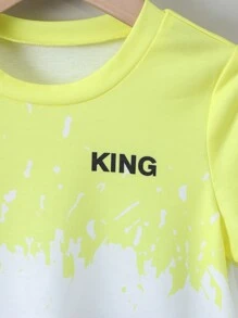 SHEIN Toddler Boys Letter Graphic Colourblock Tee - Multicolor - View 6