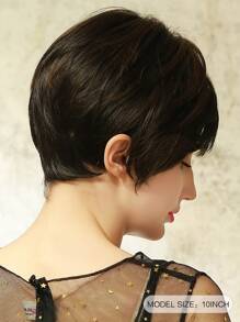 HAIRCUBE 10 Inch Đen Ngắn Bộ Tóc Giả Tổng Hợp Bộ Tóc Giả Với Tóc Xòe Tự Nhiên Tinh Tế Nữ Đẹp Hàng Ngày Bộ Tóc Giả - màu đen - Xem 3