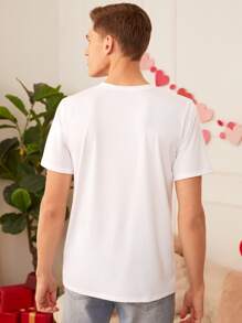 Manfinity Hombres 1 pieza Camiseta con estampado de oso - Blanco - Ver 2