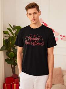 Manfinity Men Slogan Graphic Tee - Black - View 1