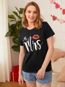 SHEIN Unity Lip & Letter Graphic Tee - Black - View 6