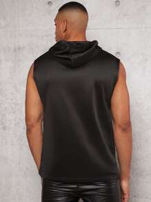 Manfinity Men Solid Hooded Tank Top - Black - View 2