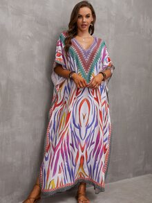 滿版印花高衩罩衫休閒服穿戴屋洋裝 - 彩色 - 查看 5