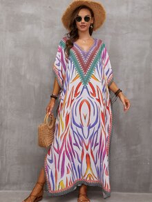 滿版印花高衩罩衫休閒服穿戴屋洋裝 - 彩色 - 查看 6