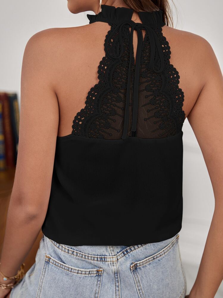SHEIN Frenchy Top halter con encaje - Negro - Añade 1