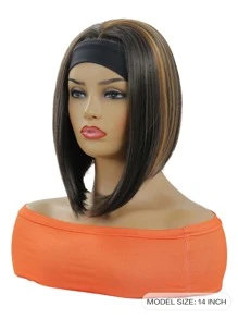 Short Straight Synthetic Wig With Headband - Multicolor - View 3