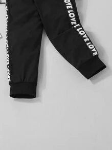 Toddler Girls Contrast Letter Tape Joggers - Black - View 4