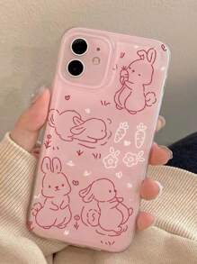 Funda para móvil con dibujos animados con patrón de conejo - Rosa - Ver 1