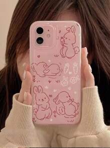 Funda para móvil con dibujos animados con patrón de conejo - Rosa - Ver 3