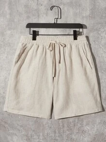 Manfinity Men Solid Lapel Neck Shirt & Drawstring Waist Shorts - Multicolor - View 3