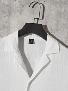 Manfinity Men Solid Lapel Neck Shirt & Drawstring Waist Shorts - Multicolor - View 5