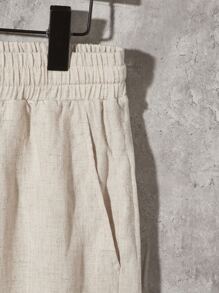 Manfinity Men Solid Lapel Neck Shirt & Drawstring Waist Shorts - Multicolor - View 6