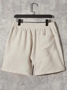 Manfinity Men Solid Lapel Neck Shirt & Drawstring Waist Shorts - Multicolor - View 7