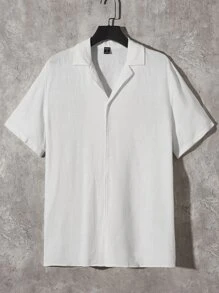 Manfinity Men Solid Lapel Neck Shirt & Drawstring Waist Shorts - Multicolor - View 8