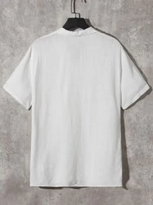 Manfinity Men Solid Lapel Neck Shirt & Drawstring Waist Shorts - Multicolor - View 9