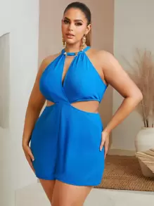SHEIN SXY Casual Eenkleurig Grote maat jumpsuit Uitgeknipt