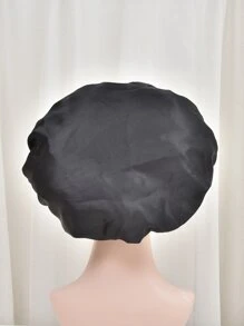 1pc Women's Black Wide-Brimmed Hair Cap Elastic Hair Care Sleeping Cap