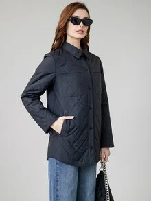 MIEGOFCE Pocket Patched Quilted Coat - Navy Blue - View 4