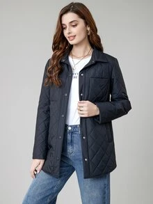 MIEGOFCE Pocket Patched Quilted Coat - Navy Blue - View 5