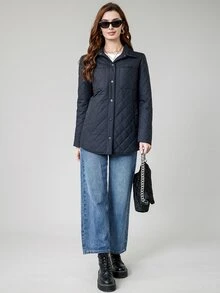 MIEGOFCE Pocket Patched Quilted Coat - Navy Blue - View 6