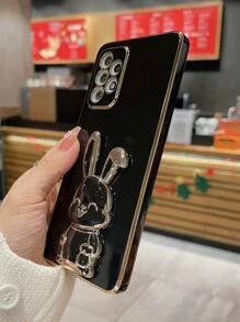 Cartoon Rabbit Decor Phone Case With Holder,International Version, Not The Domestic Version - Black - View 4