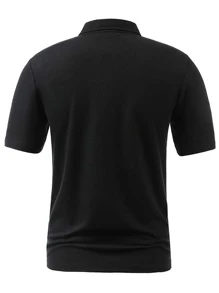 Áo thun có cổ Nam Nút Nút phía trước Khối Màu Giải trí - Nhiều màu - Xem 2