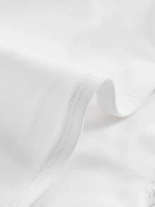 SHEIN MOD Áo hai dây Bất đối xứng Xù màu trơn Giải trí - trắng - Xem 6