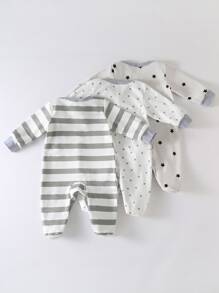 Baby Boy 3pcs Striped & Star Print Footed Sleep Jumpsuit - Multicolor - View 2