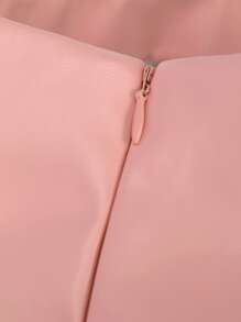 SHEIN BAE Solid PU Leather Bodycon Skirt - Coral Pink - View 6