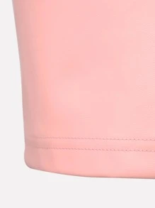 SHEIN BAE Solid PU Leather Bodycon Skirt - Coral Pink - View 8