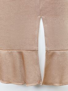 SHEIN BAE Falda unicolor con abertura bajo con fruncido - Caqui - Ver 6